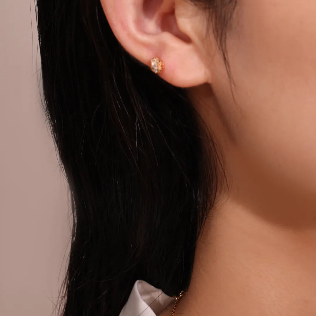 Opal Earrings "Celestial Purity" Gold-Plated Silver