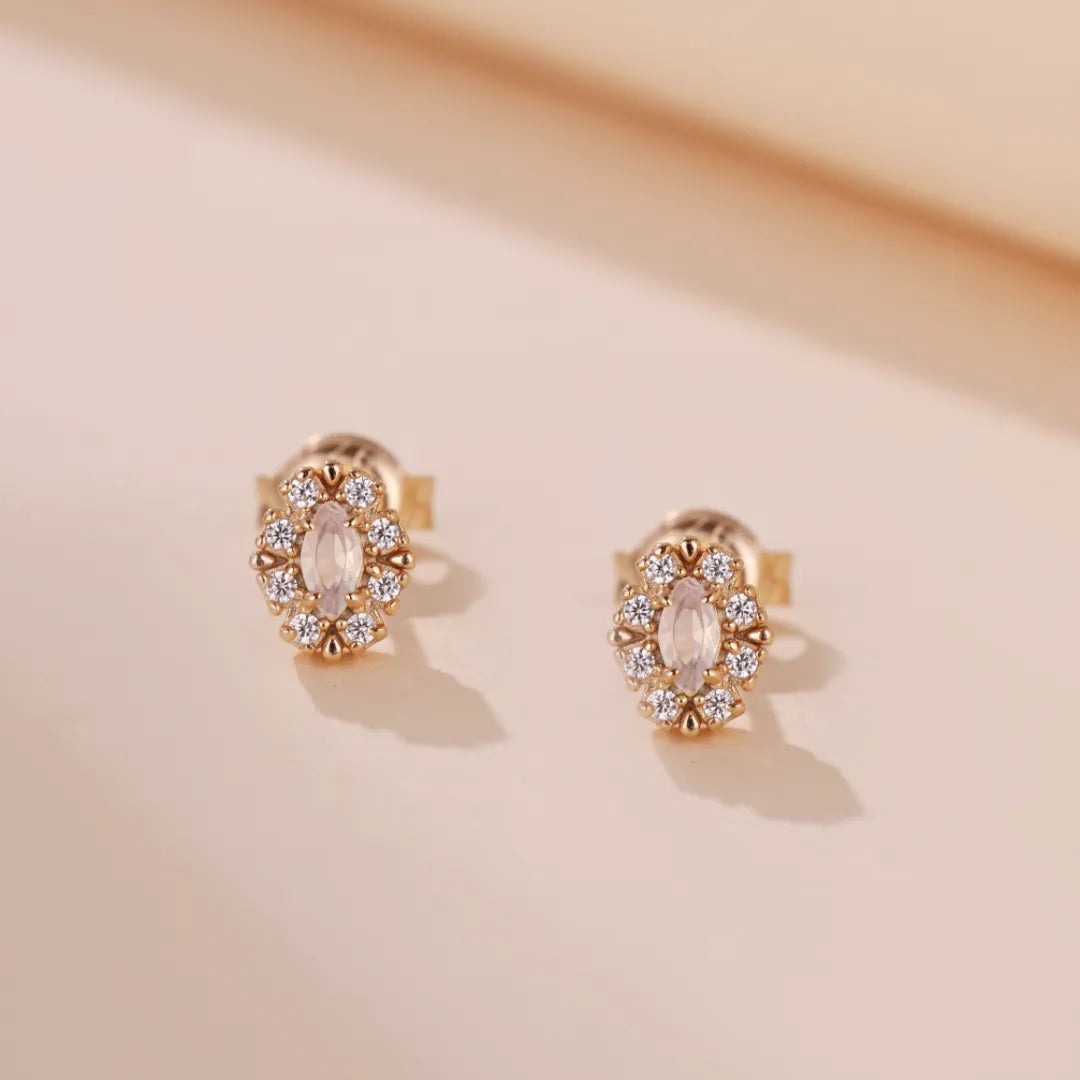 Opal Earrings "Celestial Purity" Gold-Plated Silver