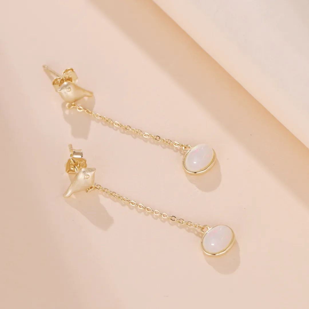 Opal Earrings "Mystical Reflections" Gold-Plated Silver