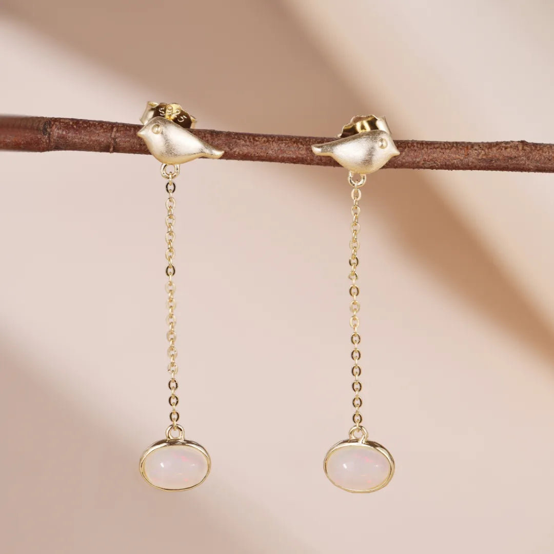 Opal Earrings "Mystical Reflections" Gold-Plated Silver