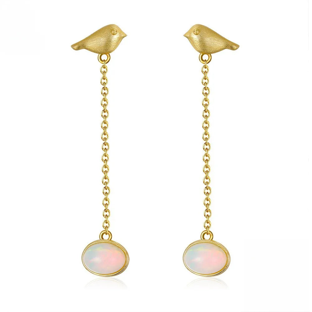 Opal Earrings "Mystical Reflections" Gold-Plated Silver