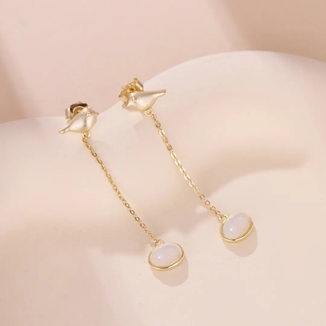 Opal Earrings "Mystical Reflections" Gold-Plated Silver