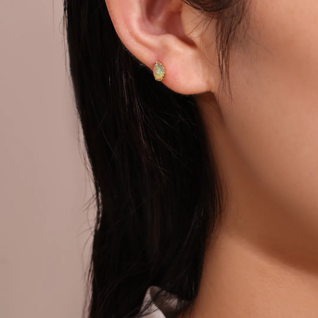Opal Earrings "Soft Drop" Gold-Plated Silver
