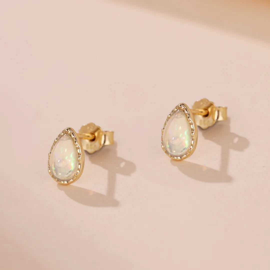 Opal Earrings "Soft Drop" Gold-Plated Silver