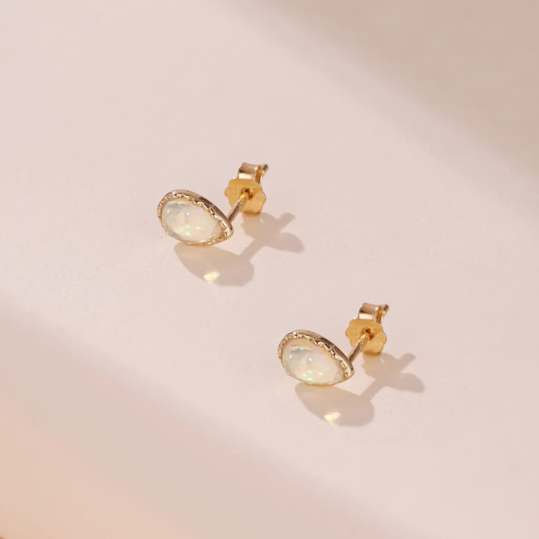 Opal Earrings "Soft Drop" Gold-Plated Silver