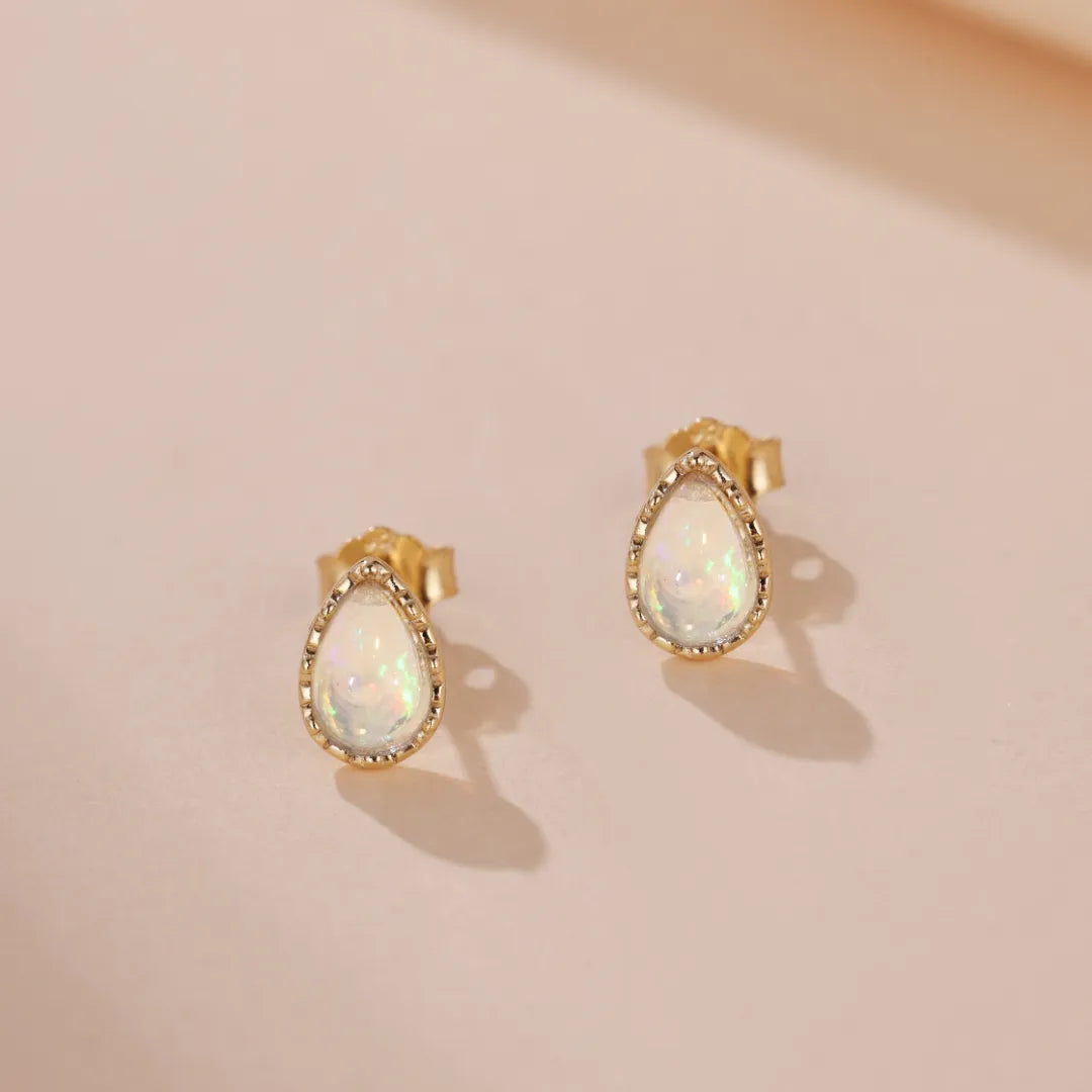 Opal Earrings "Soft Drop" Gold-Plated Silver