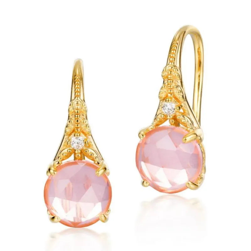 Rose Quartz Earrings "Beautiful Bloom" Gold-Plated Silver