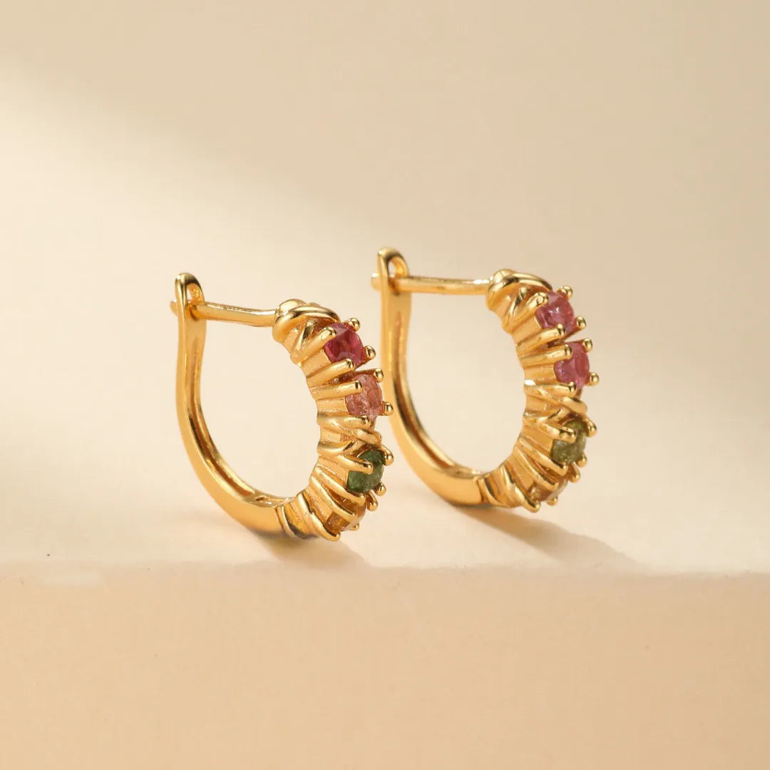 Earrings Tourmaline "Luminous Elegance" Gold-Plated Silver 18K