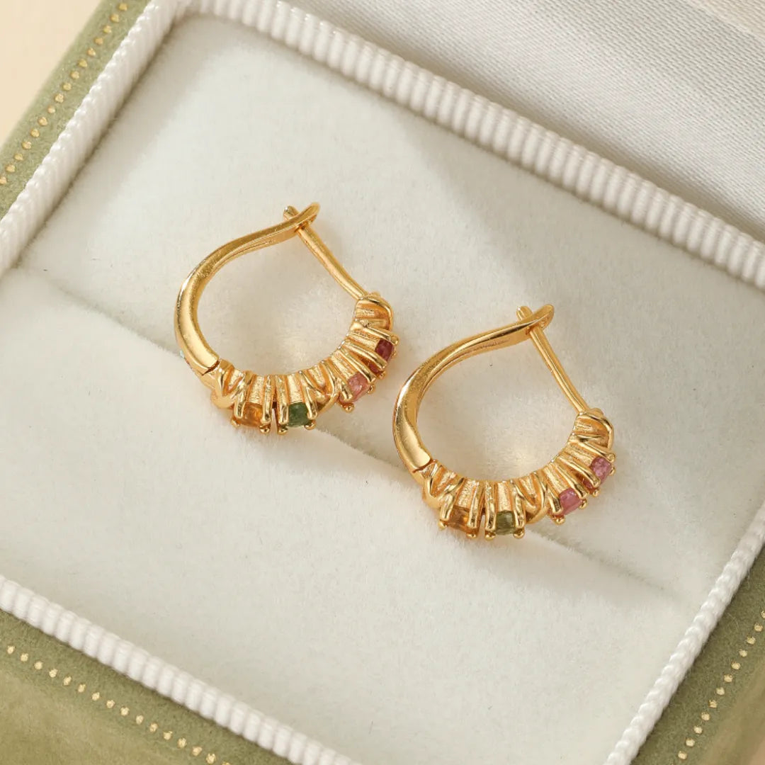 Earrings Tourmaline "Luminous Elegance" Gold-Plated Silver 18K