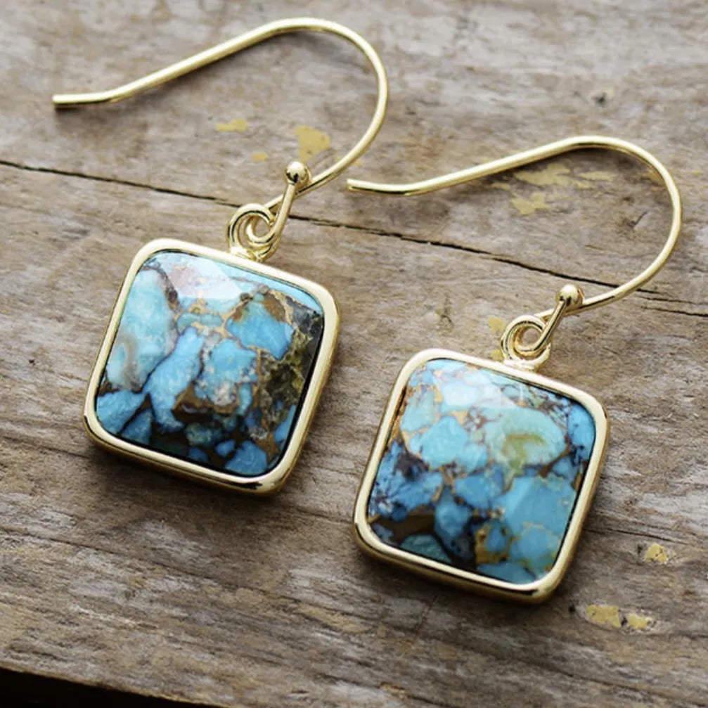 Turquoise Earrings "Nature Charm" Gold-Plated Silver