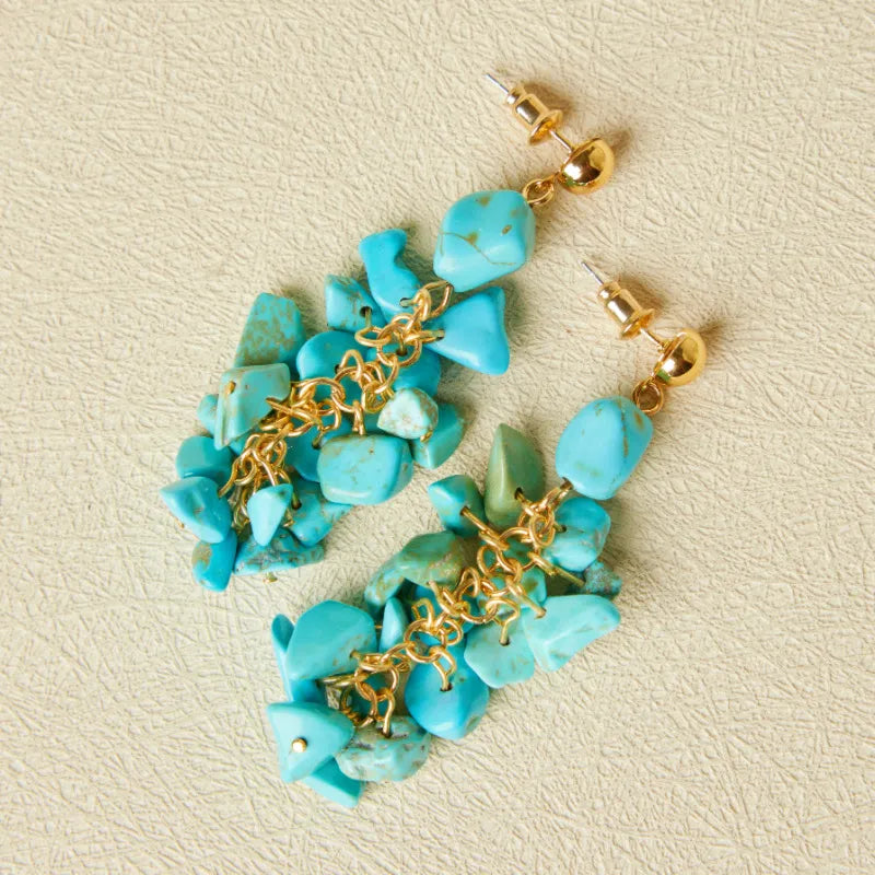Turquoise Earrings "Natural Balance" Gold