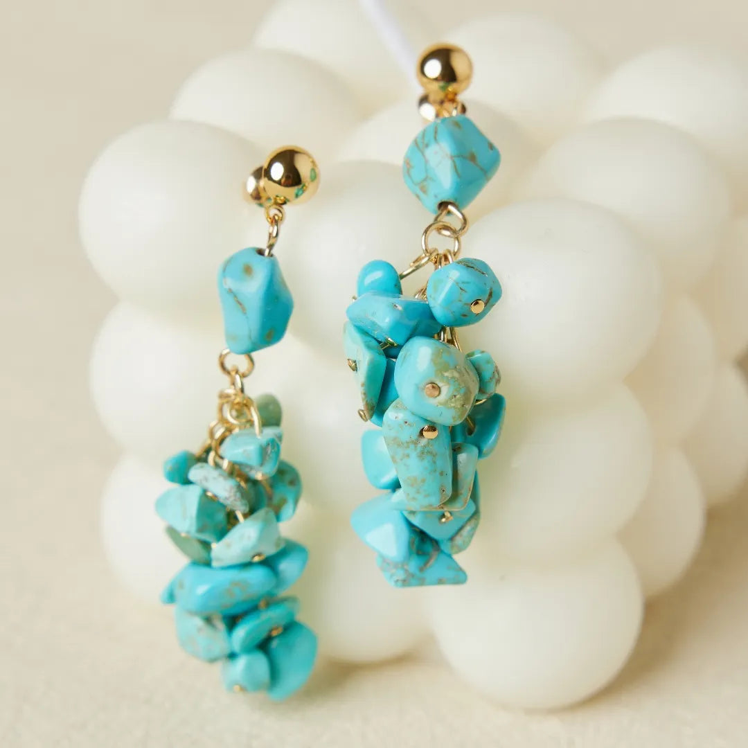 Turquoise Earrings "Natural Balance" Gold