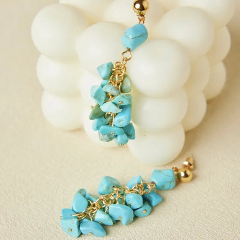 Turquoise Earrings "Natural Balance" Gold