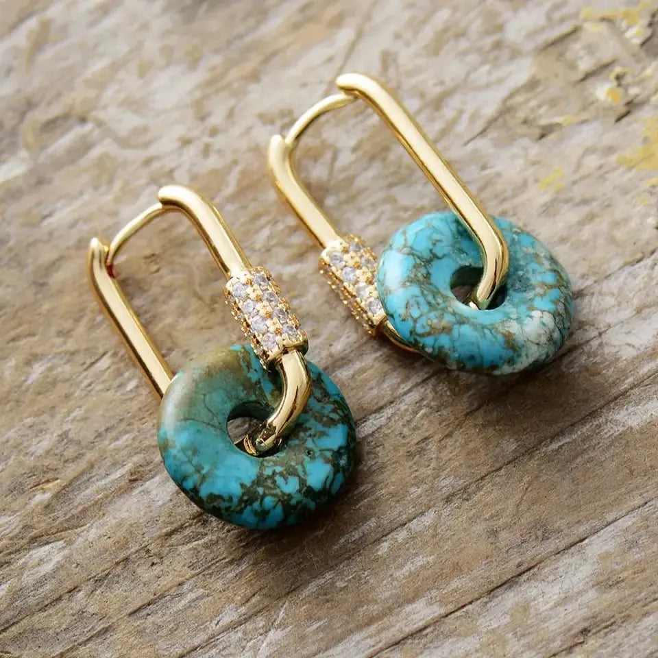 Turquoise Earrings "Luxurious" Gold-Plated Silver