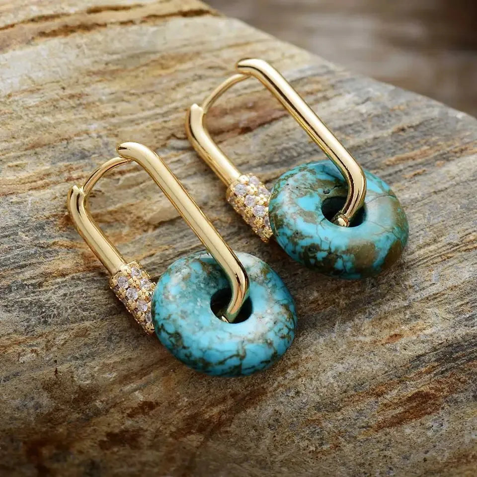 Turquoise Earrings "Luxurious" Gold-Plated Silver