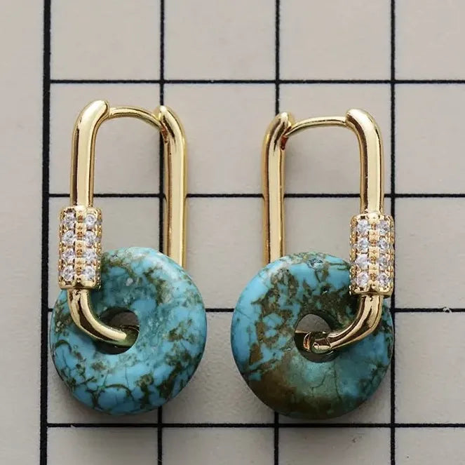 Turquoise Earrings "Luxurious" Gold-Plated Silver