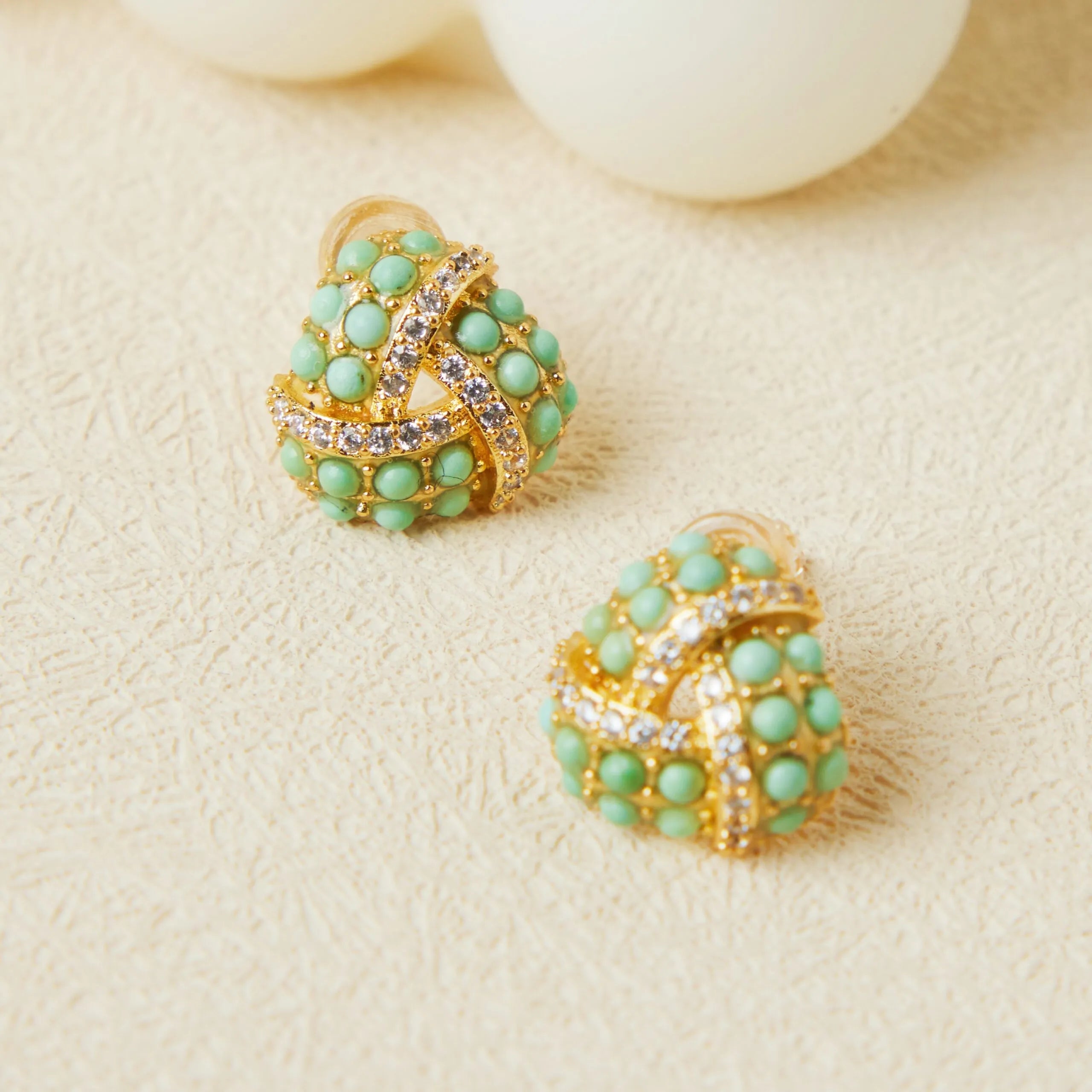 Turquoise Earrings "Charming Triangle" Gold-Plated Silver