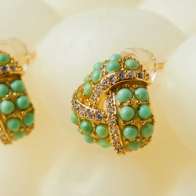 Turquoise Earrings "Charming Triangle" Gold-Plated Silver