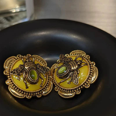 Boucles d'Oreilles Agate "Abeille Dorée"