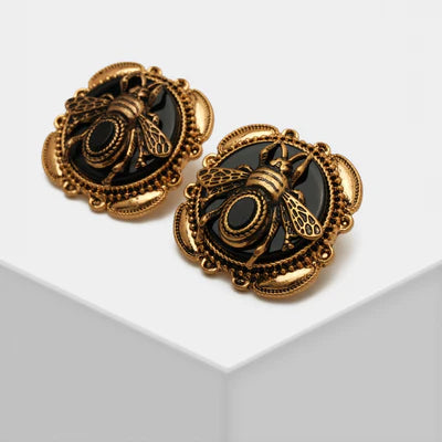 Boucles d'Oreilles Agate "Abeille Dorée"
