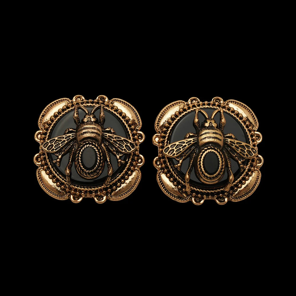 Boucles d'Oreilles Agate "Abeille Dorée"