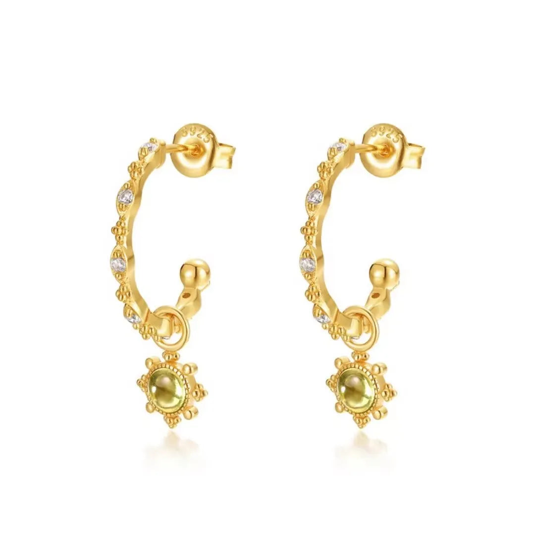 Peridot Hoop Earrings "Light Force" Gold-Plated Silver