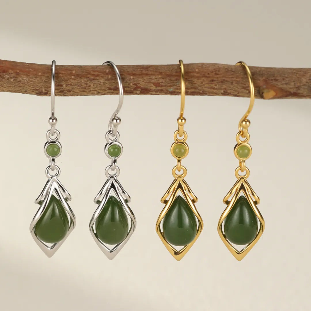 Jade Earrings "Harmony Drop" Silver