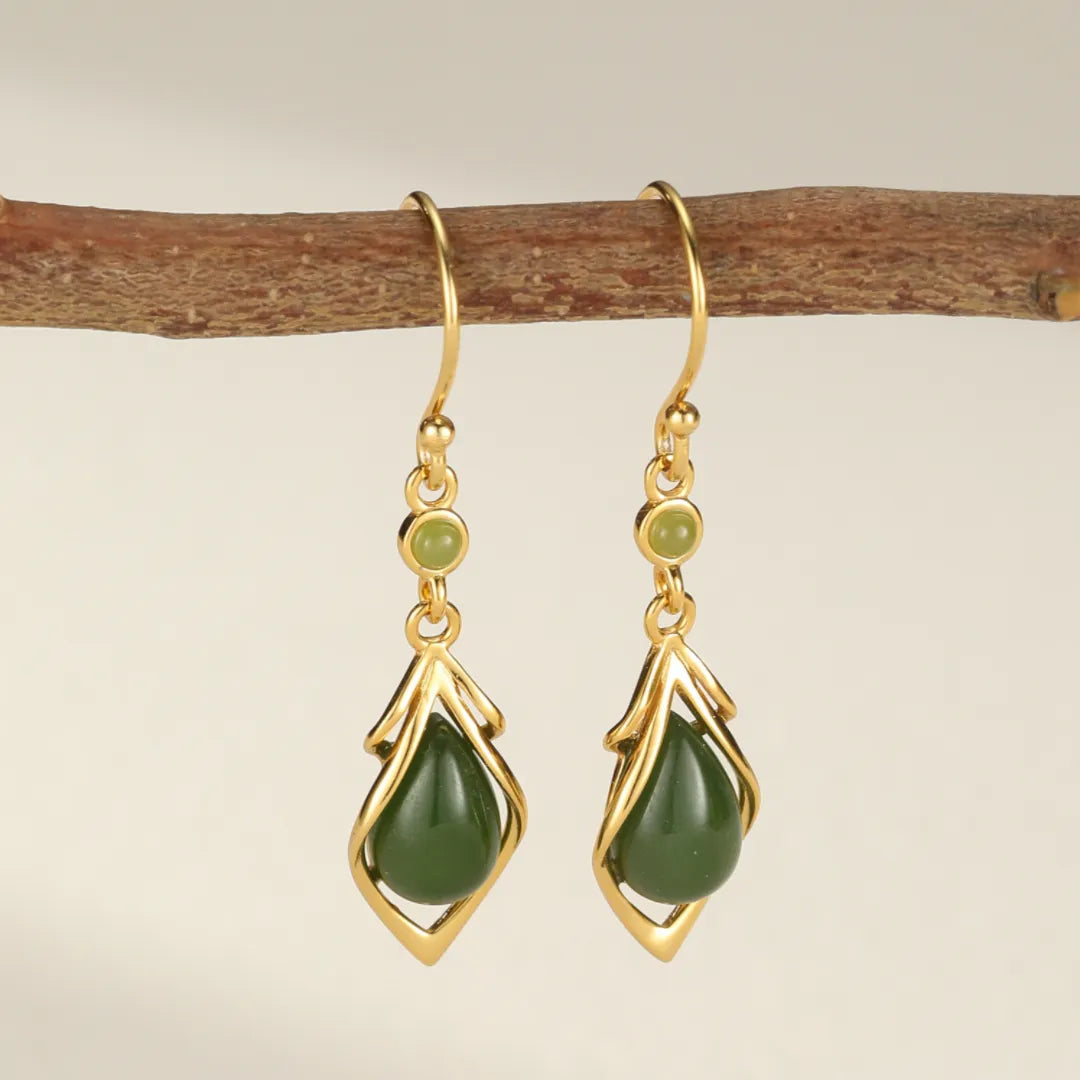 Jade Earrings "Harmony Drop" Silver