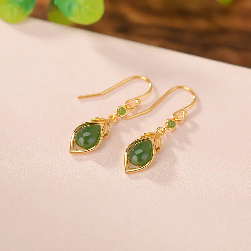 Jade Earrings "Harmony Drop" Silver