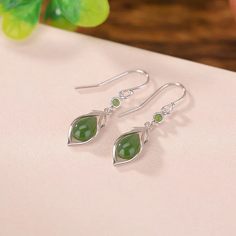 Jade Earrings "Harmony Drop" Silver