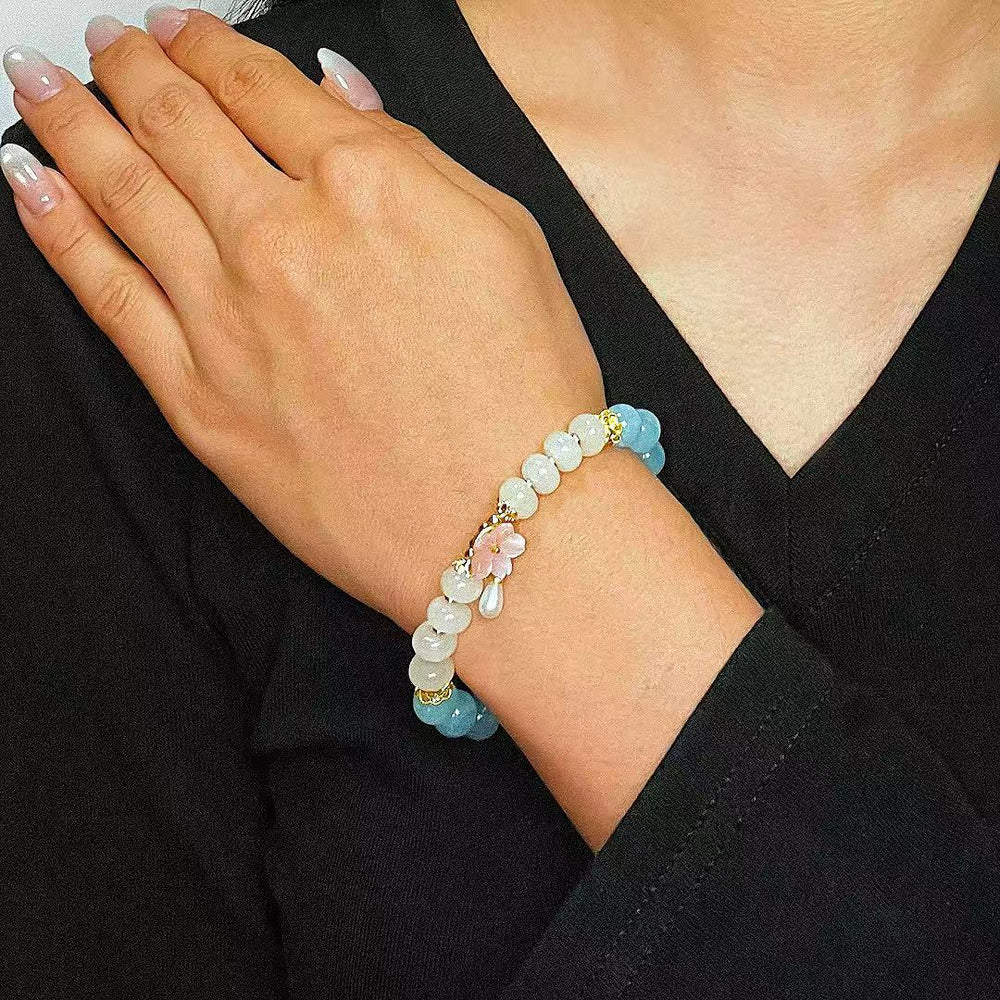 Armband Aquamarin und Achat "Morgen-Reinheit"
