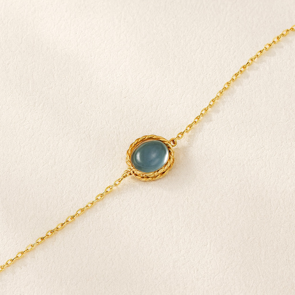 Aqua Marine or Labradorite "Marine Charm" Gold-Plated Silver