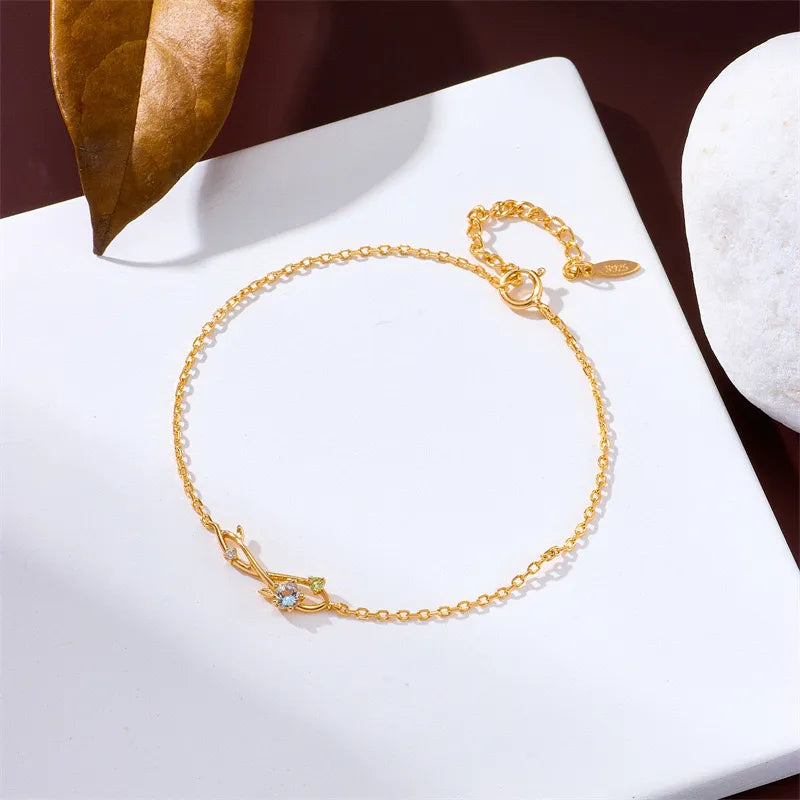 Aqua Marine Bracelet "Opaline Dream" Gold Plated Silver