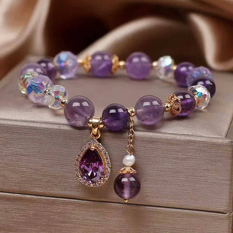'Merveille' Amethyst and Clear Quartz Bracelet – Zen Elegance