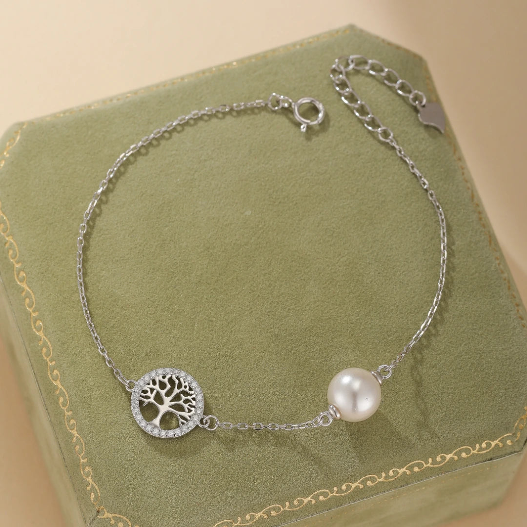 Life Tree Bracelet "Life Pearl" Silver