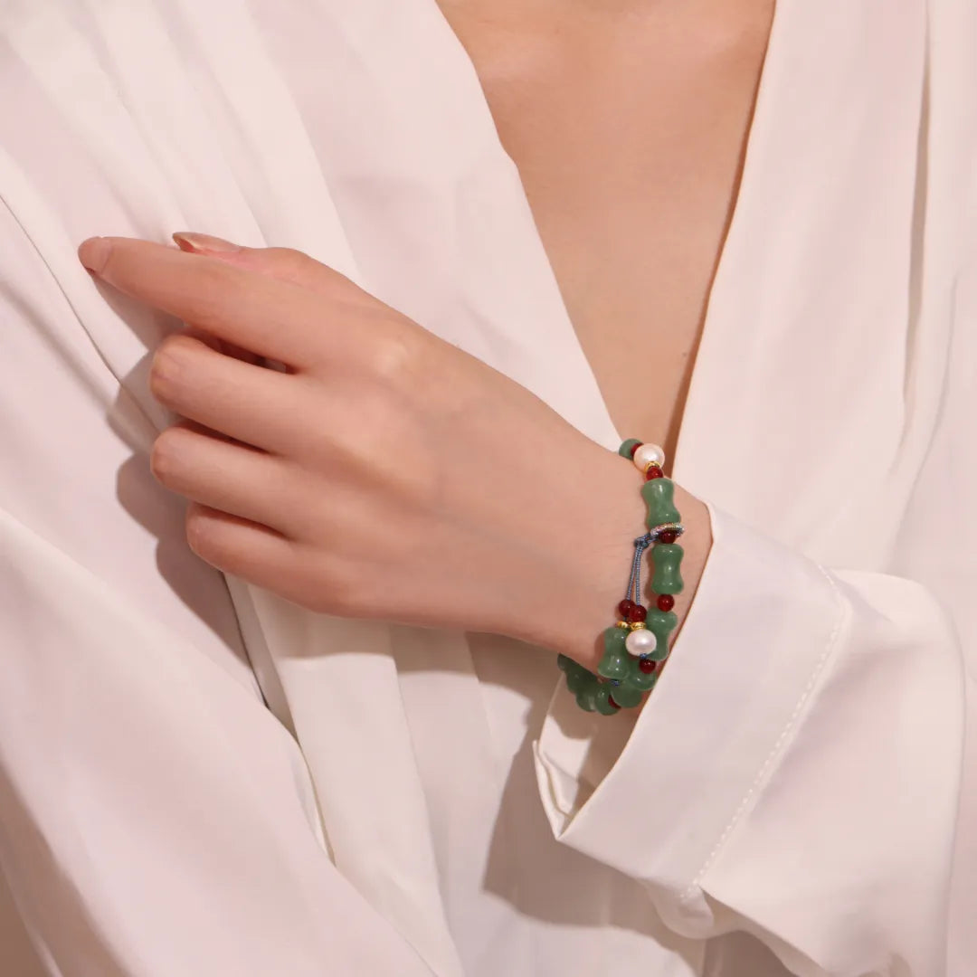 Aventurine and Pearl Bracelet "Soft Green"