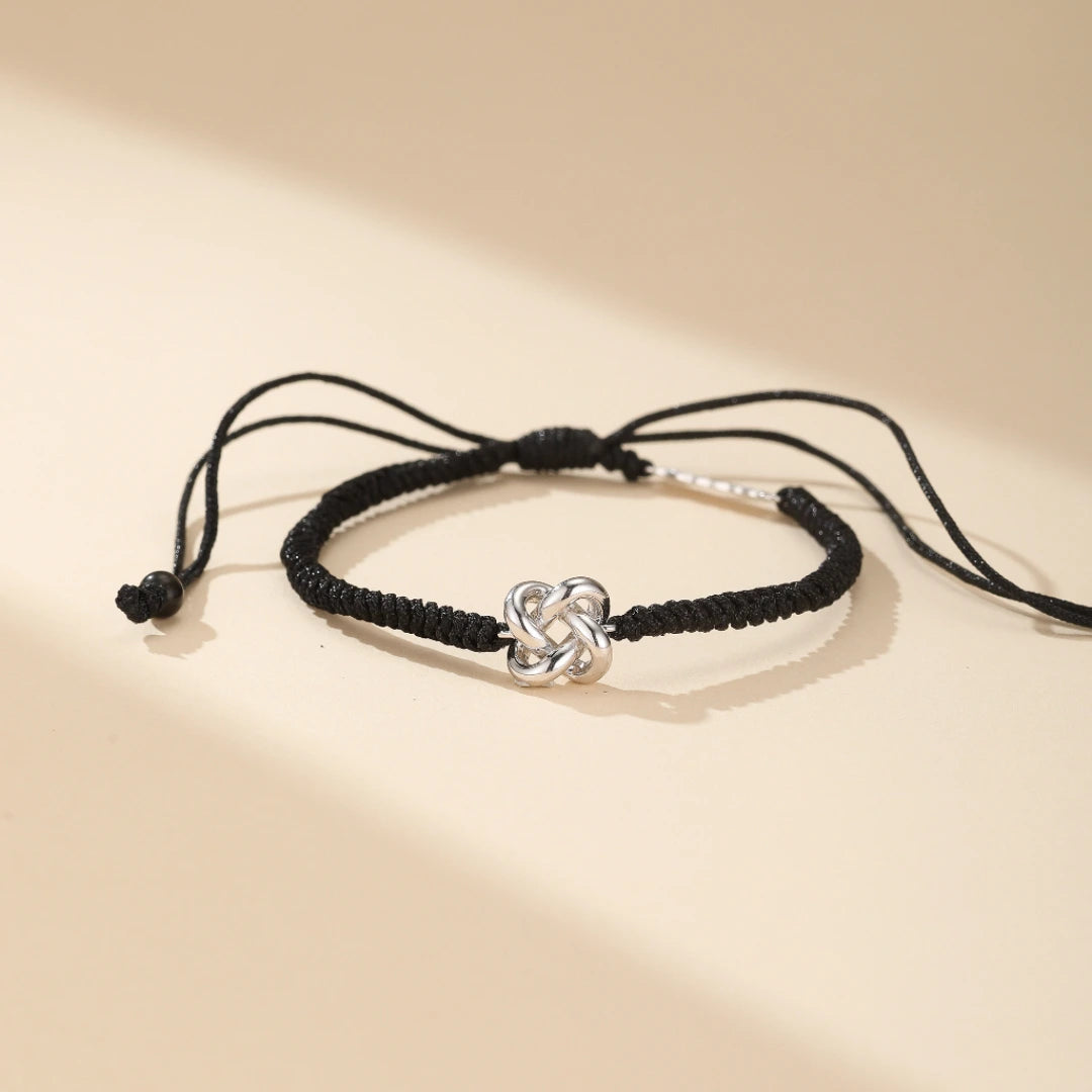 Couple Red Thread Bracelet "Eternal Duo" Silver
