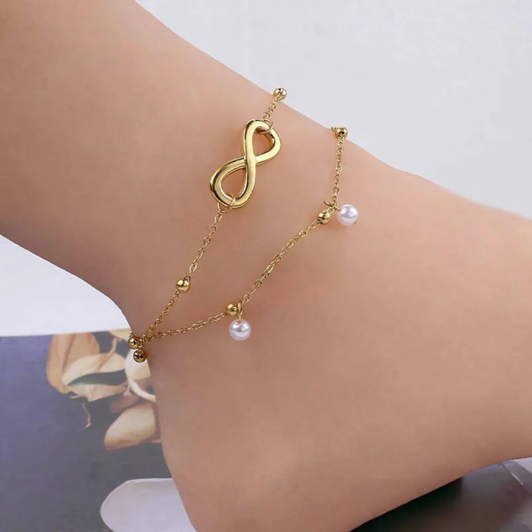 Knöchelarmband Unendlichkeit Perle "Unendliche Harmonie"