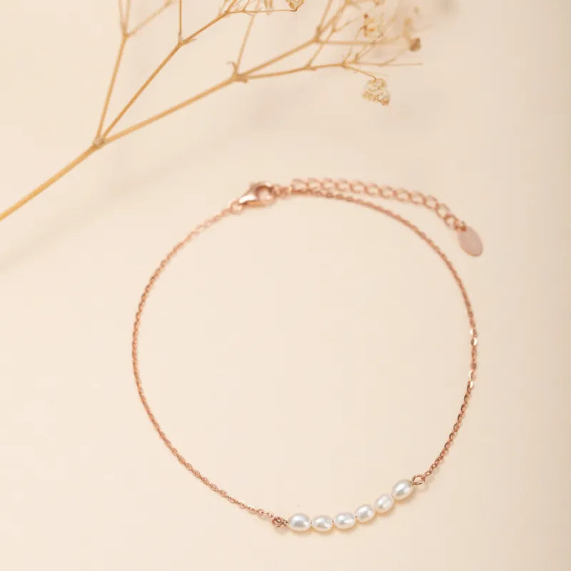 Fußkettchen Perle "Elegante Reinheit" Silber
