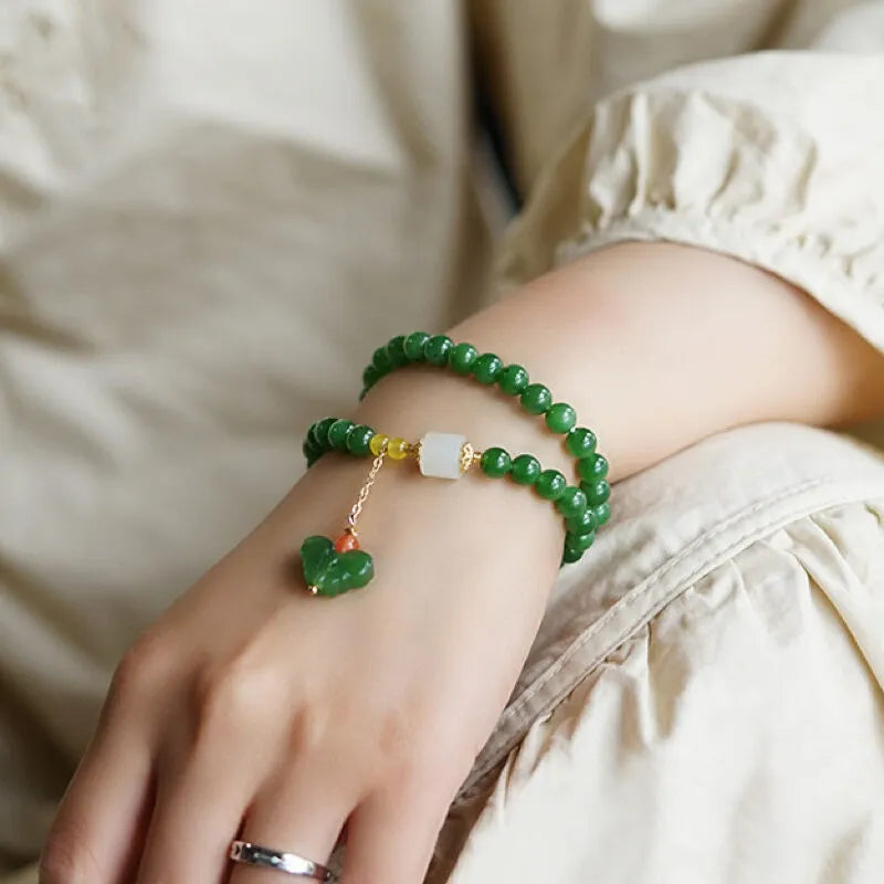 Jade Bracelet "Butterfly Sweetness" Gold-Plated Silver