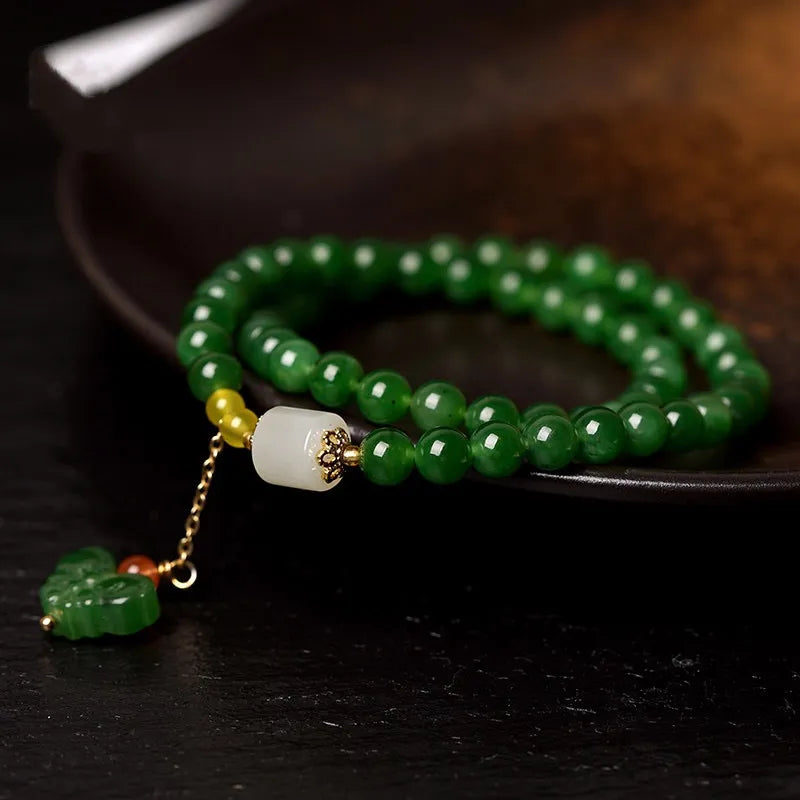 Jade Bracelet "Butterfly Sweetness" Gold-Plated Silver