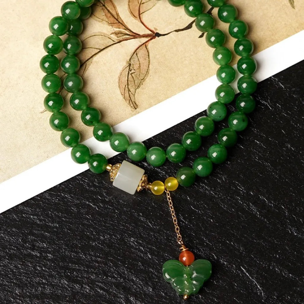 Jade Bracelet "Butterfly Sweetness" Gold-Plated Silver