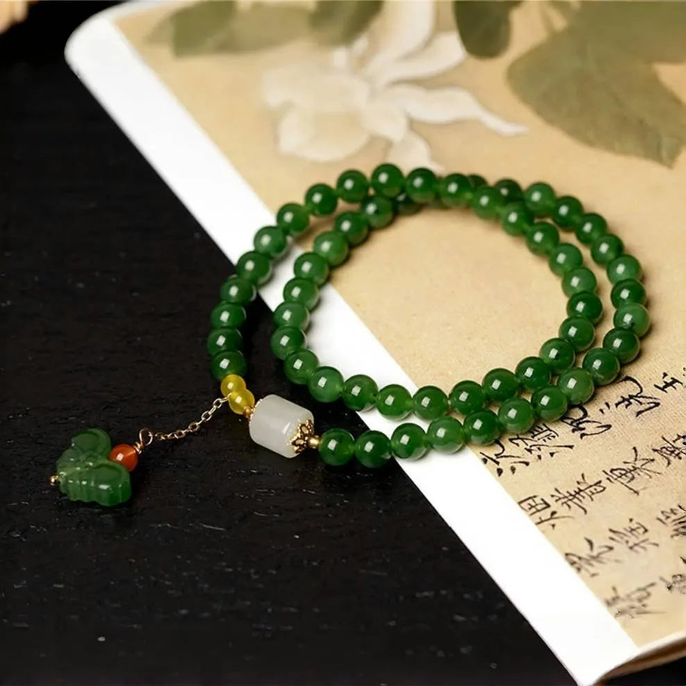 Jade Bracelet "Butterfly Sweetness" Gold-Plated Silver