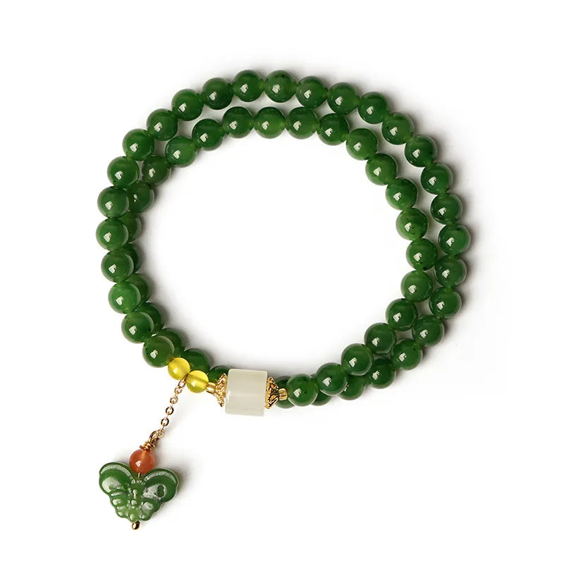 Jade Bracelet "Butterfly Sweetness" Gold-Plated Silver