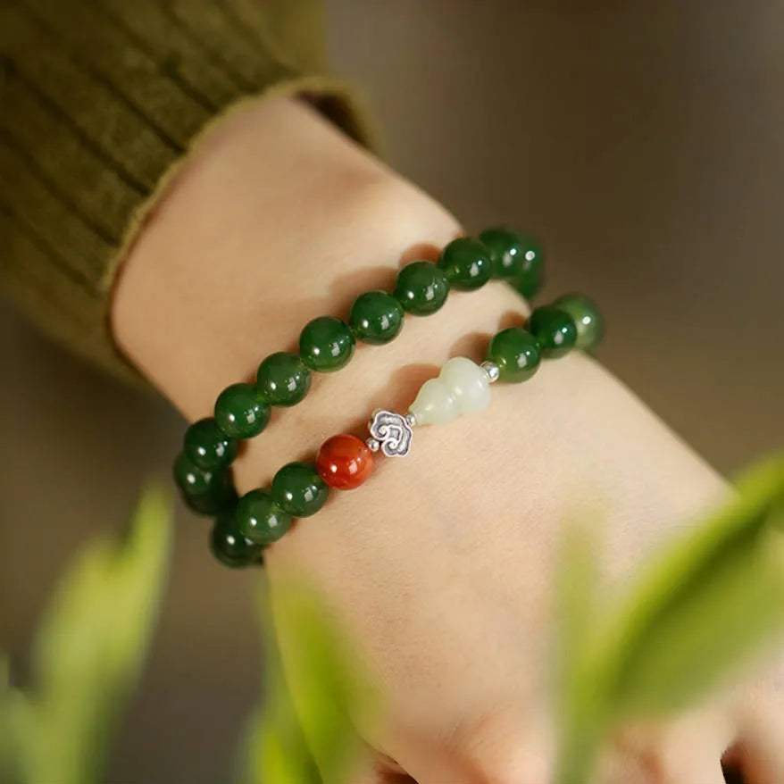 Jade Lotus Bracelet "Chance Lotus" Silver