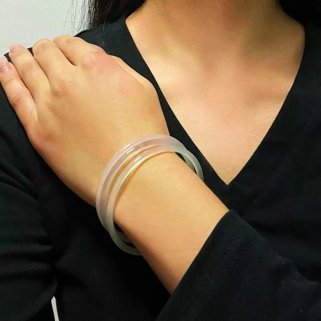 Bracelet Jonc Calcédoine "Fraîcheur Aquatique"