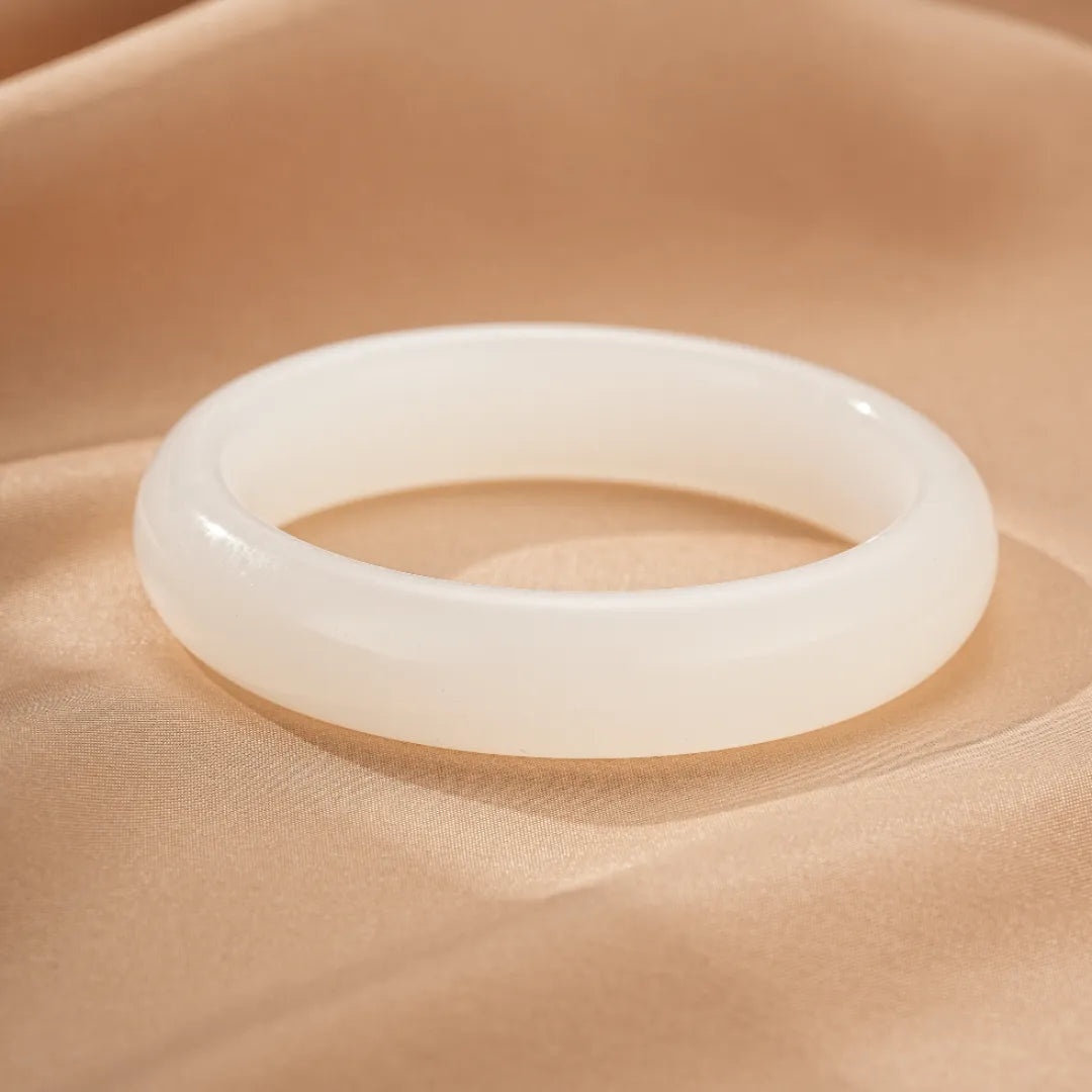 Bracelet Jonc Jade Blanc "Paix Intérieure"