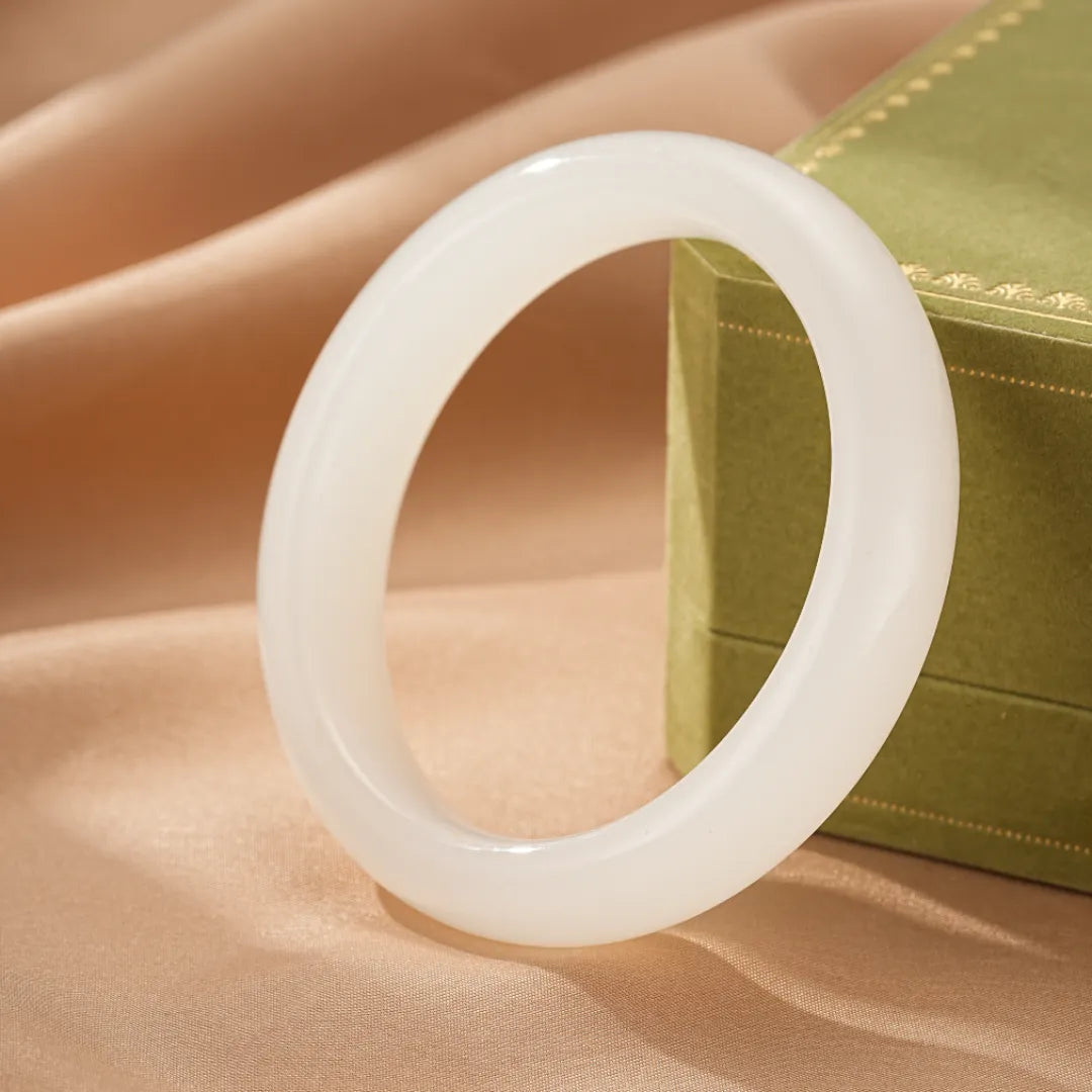 Bracelet Jonc Jade Blanc "Paix Intérieure"