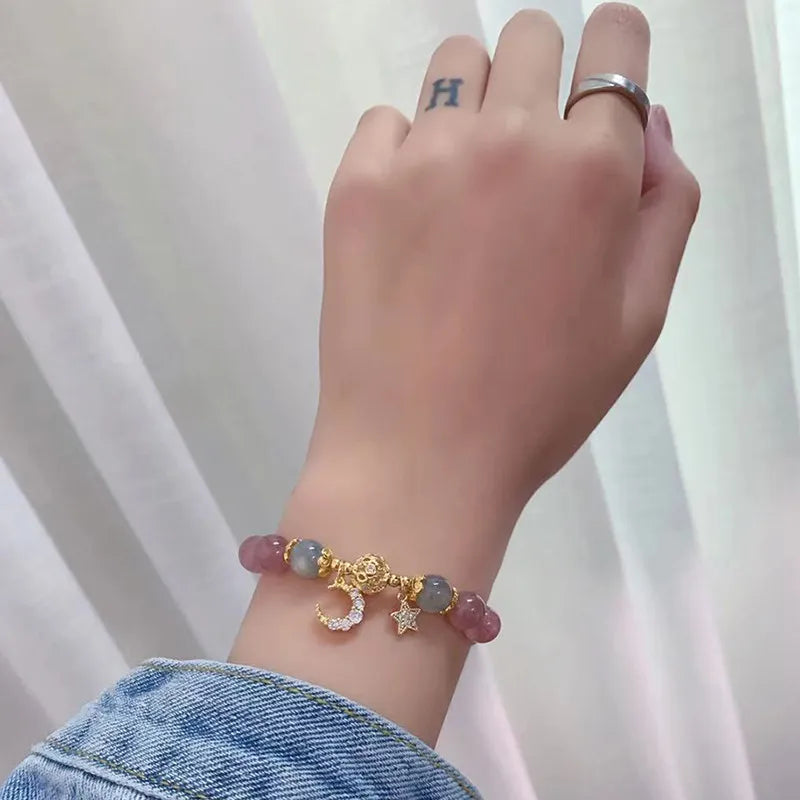 Labradorite and Strawberry Quartz Bracelet "Stellar Dream"