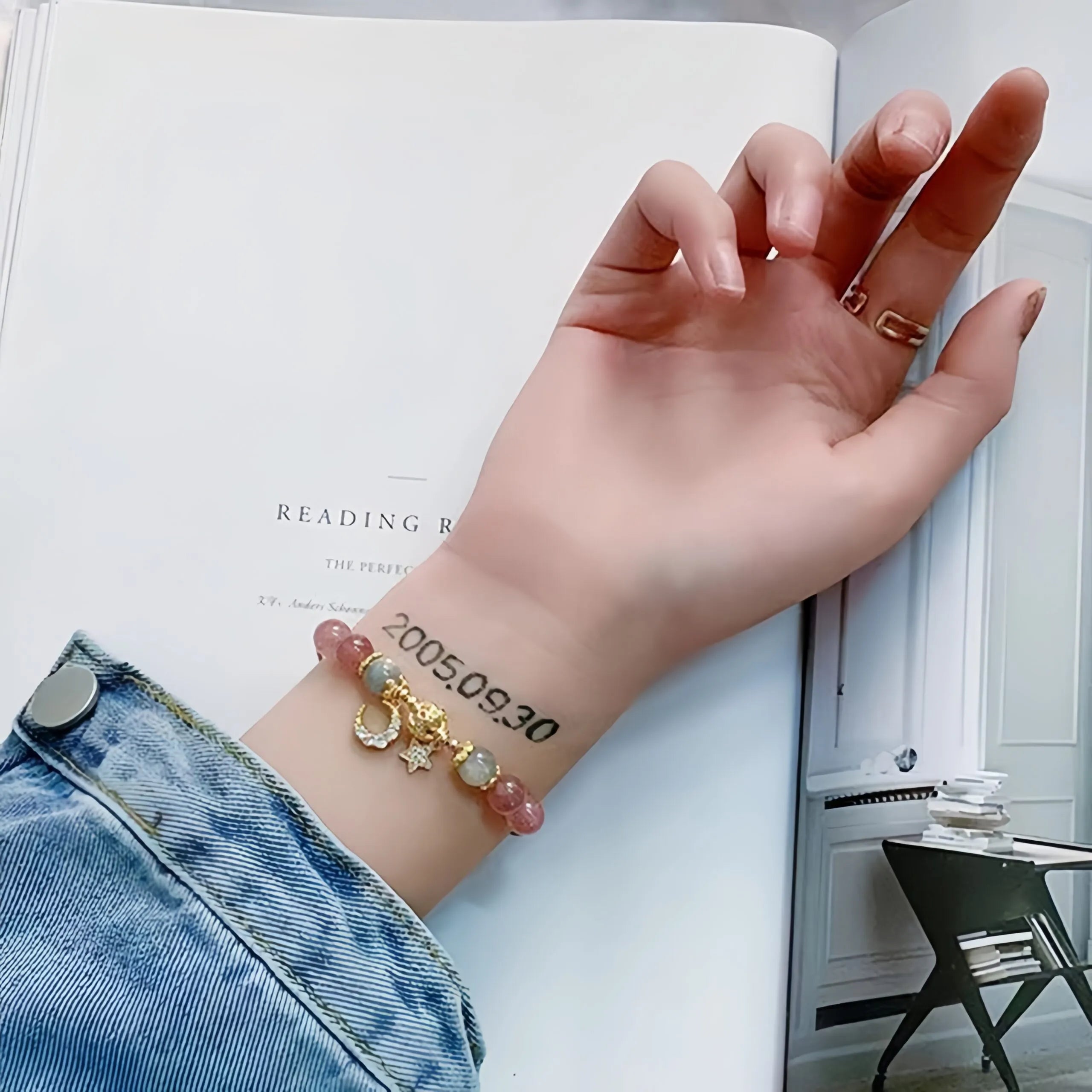 Labradorite and Strawberry Quartz Bracelet "Stellar Dream"